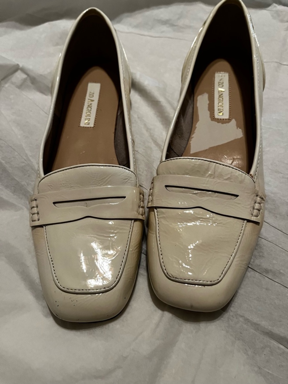 ENZO ANGIOLINI CREAM WHITE SQUARE TOE FLATS SIZE 9